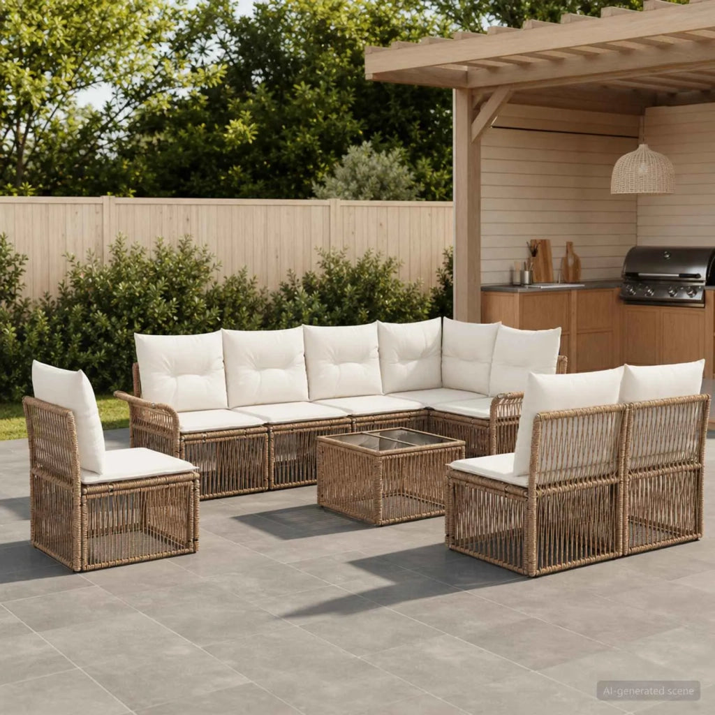 Set Divano da Giardino 9 pcs Beige polyrattan 3434850