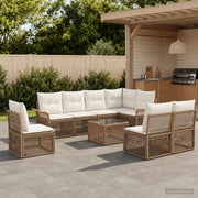 Set Divano da Giardino 9 pcs Beige polyrattan 3434850