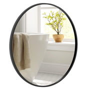 Specchio da parete rotondo 61 cm infrangibile di facile installazione stile moderno ed elegante in metallo nero 20_0020851