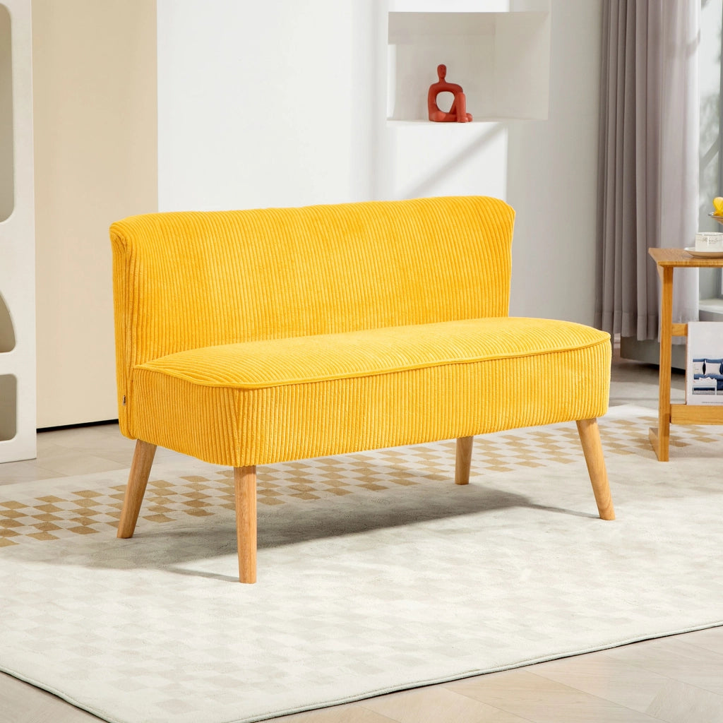 Divano 2 posti in tessuto giallo ¨C Xylo ¨C Struttura in legno massello 117x56,5x77 cm