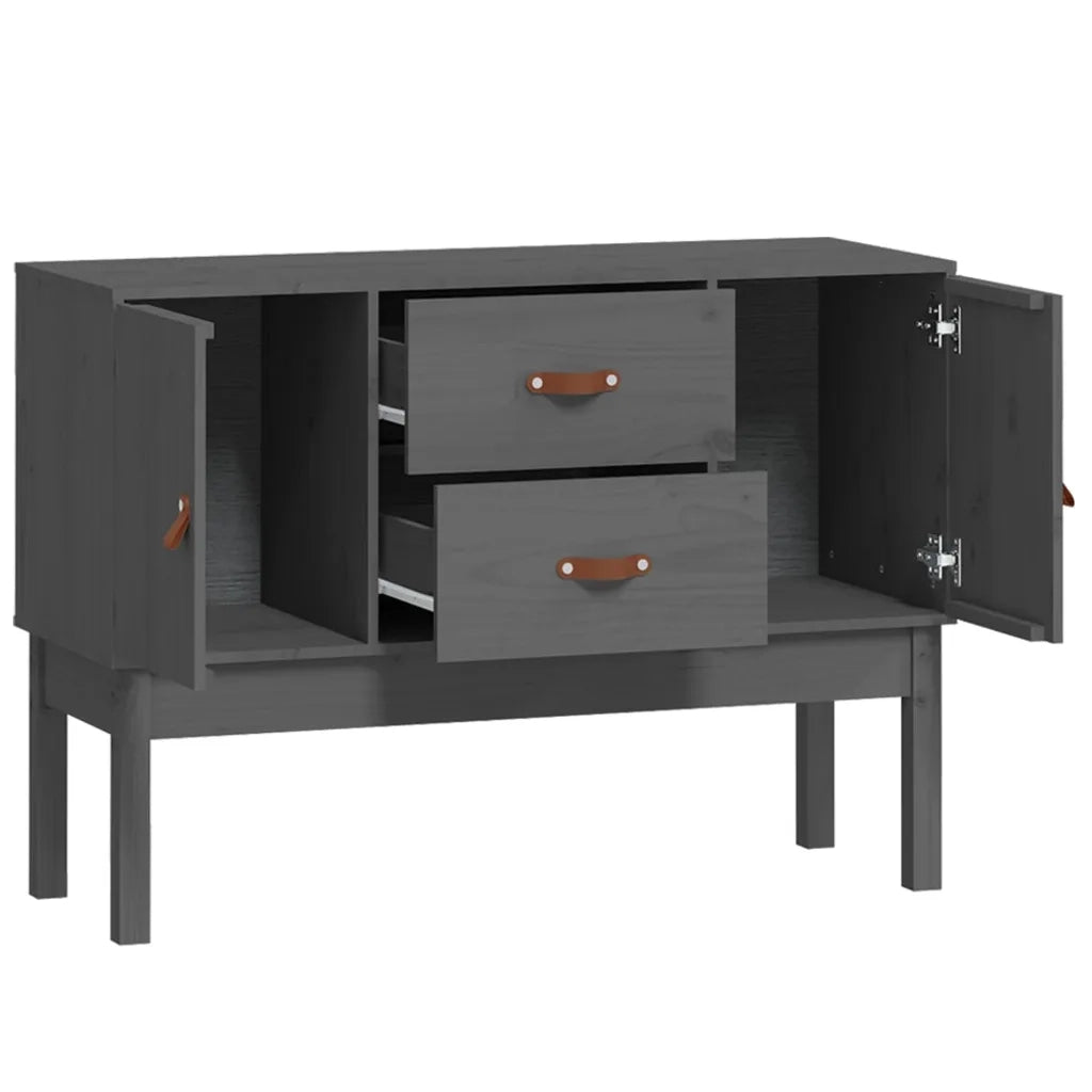 Credenza Grigia 110x40x78 cm in Legno Massello di Pino 823526
