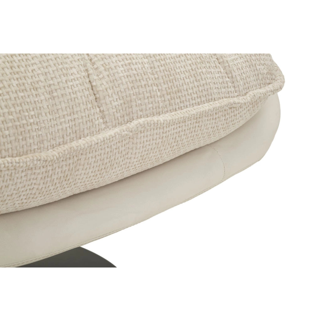 Poltrona girevole in tessuto crema con base nera