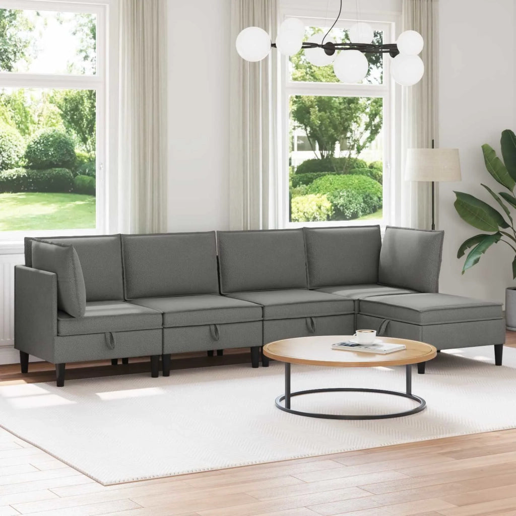 Set di mobili per il soggiorno 5 pcs Grigio scuro Tessuto
