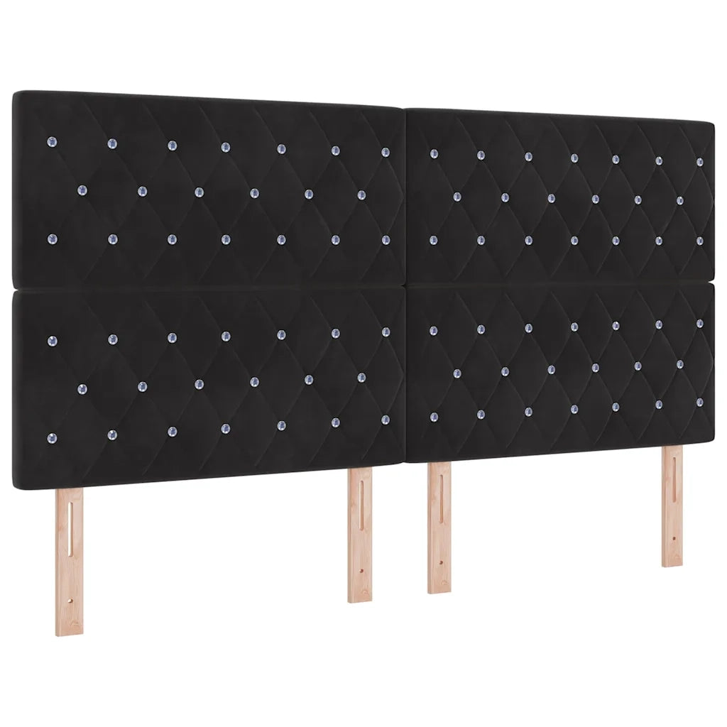 Letto a Sorgente LED con materasso Nero 180 x 200 cm Velluto 3343264
