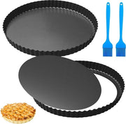 Set di 2 forme per quiche da 28 cm con manico e rivestimento antiaderente - Set di 2 forme per tartelette da golf - Torte e quiche da forno