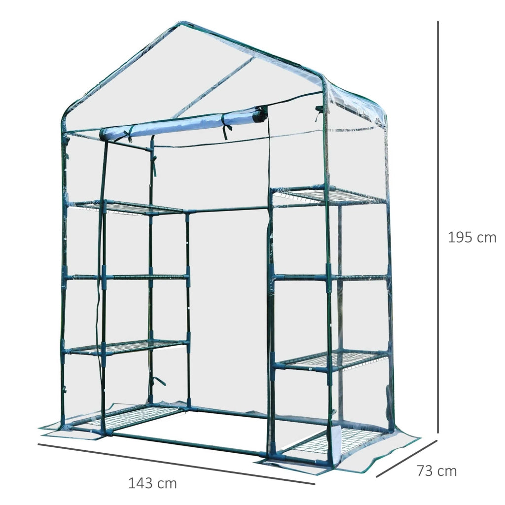 Serra da Giardino con Porta Avvolgibile 143x73x195 cm in Acciaio e PVC Verde