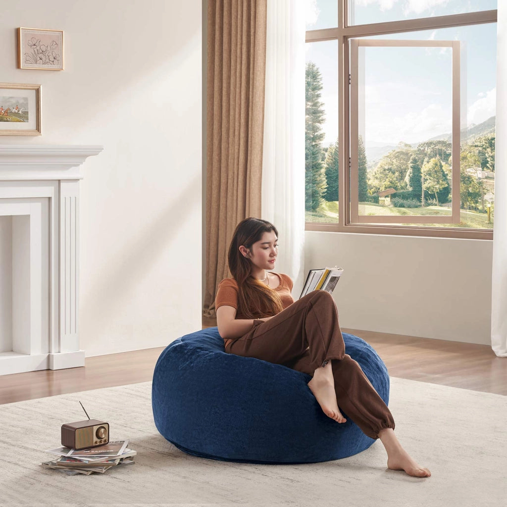 Poltrona pouf 3FT con forma modulabile e fodera lavabile, in spugna, Blu