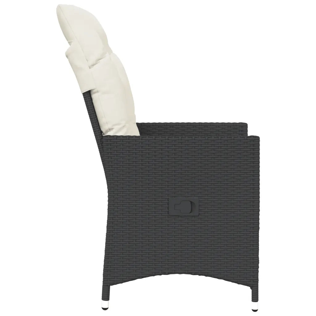 Sedie Reclinabili da Giardino 2 pz con Cuscini Nero Polyrattan 365645