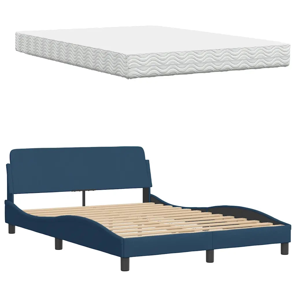 vidaXL Letto con Materasso Blu 140x190 cm in Tessuto