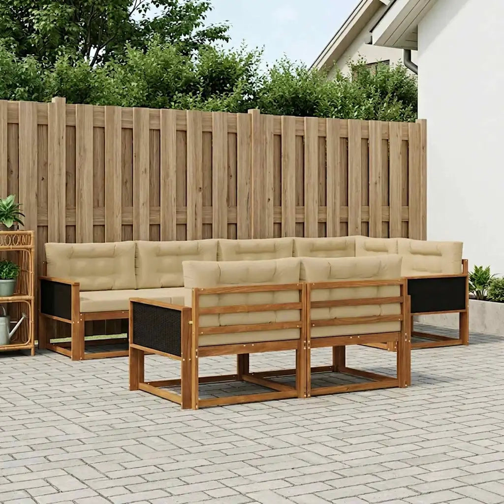 Set di divani da esterno con cuscino 7 pcs Naturale e Beige
