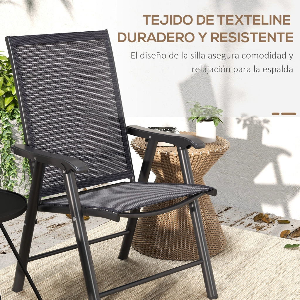 Sedia da Giardino Pieghevole con Braccioli ¨C Xylo ¨C Set 2 Pezzi Grigio Scuro 58x64x94 cm