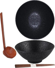 Set di ciotole per ramen ceramica giapponese vintage con cucchiaio e bastoncini per mangiare