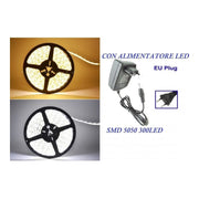 Trade Shop - Striscia Led 5050 Flessibile 4,5m Con + Alimentatore Luce Bianco Freddo Caldo -