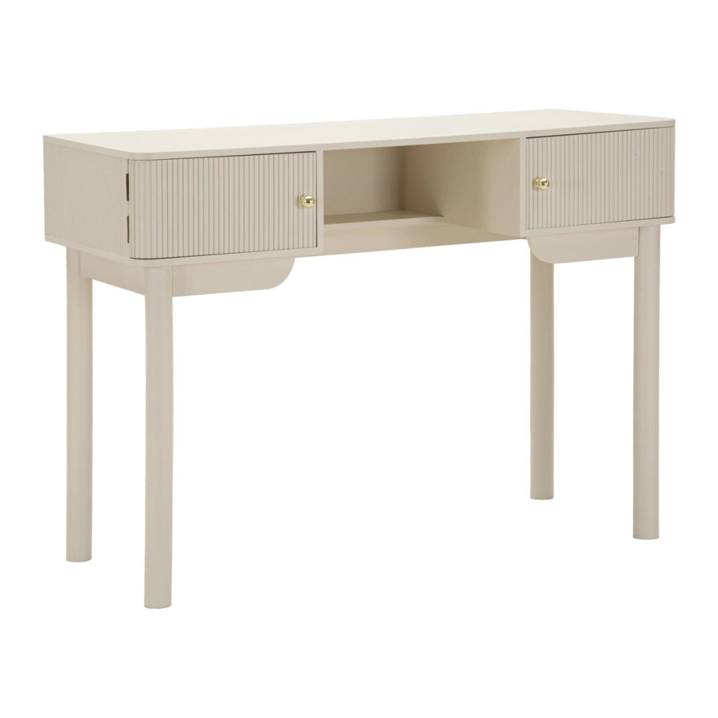 Consolle trucco Shy in legno bianco con dettagli oro