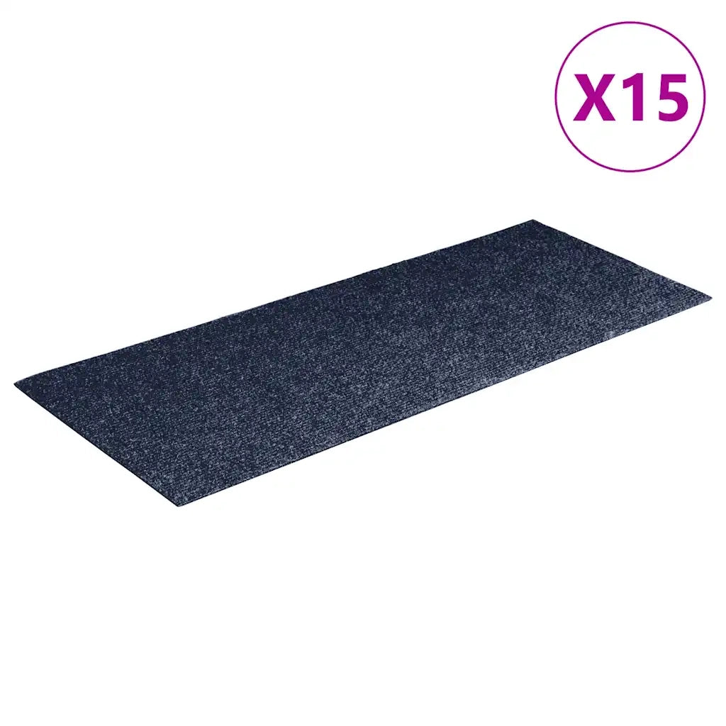 Tappetini per scale autoadesivi 15 pz | Gradini per Scale 60x25 cm Grigio Blu Rettangolari