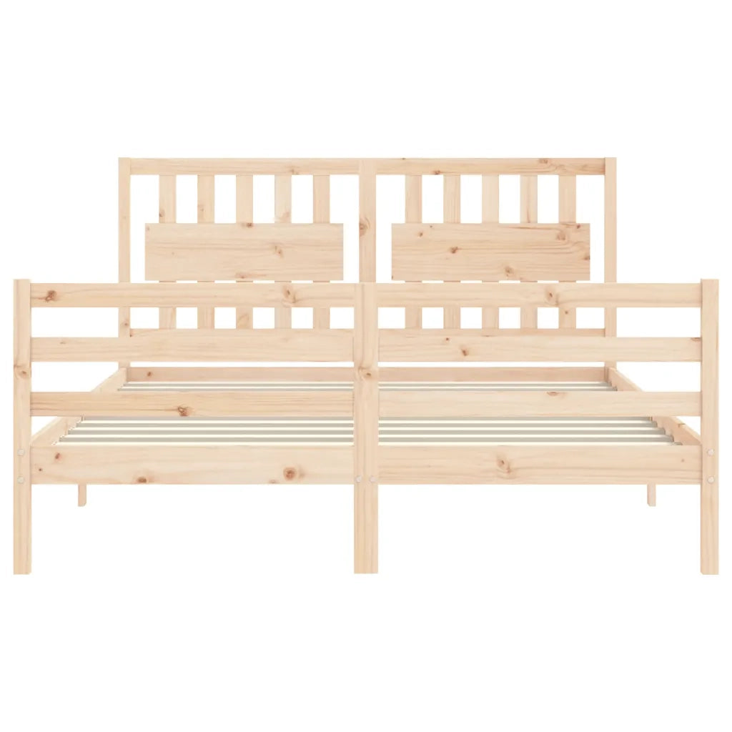 Giroletto con Testiera-Struttura Letto con testiera King Size in Legno Massello 378608