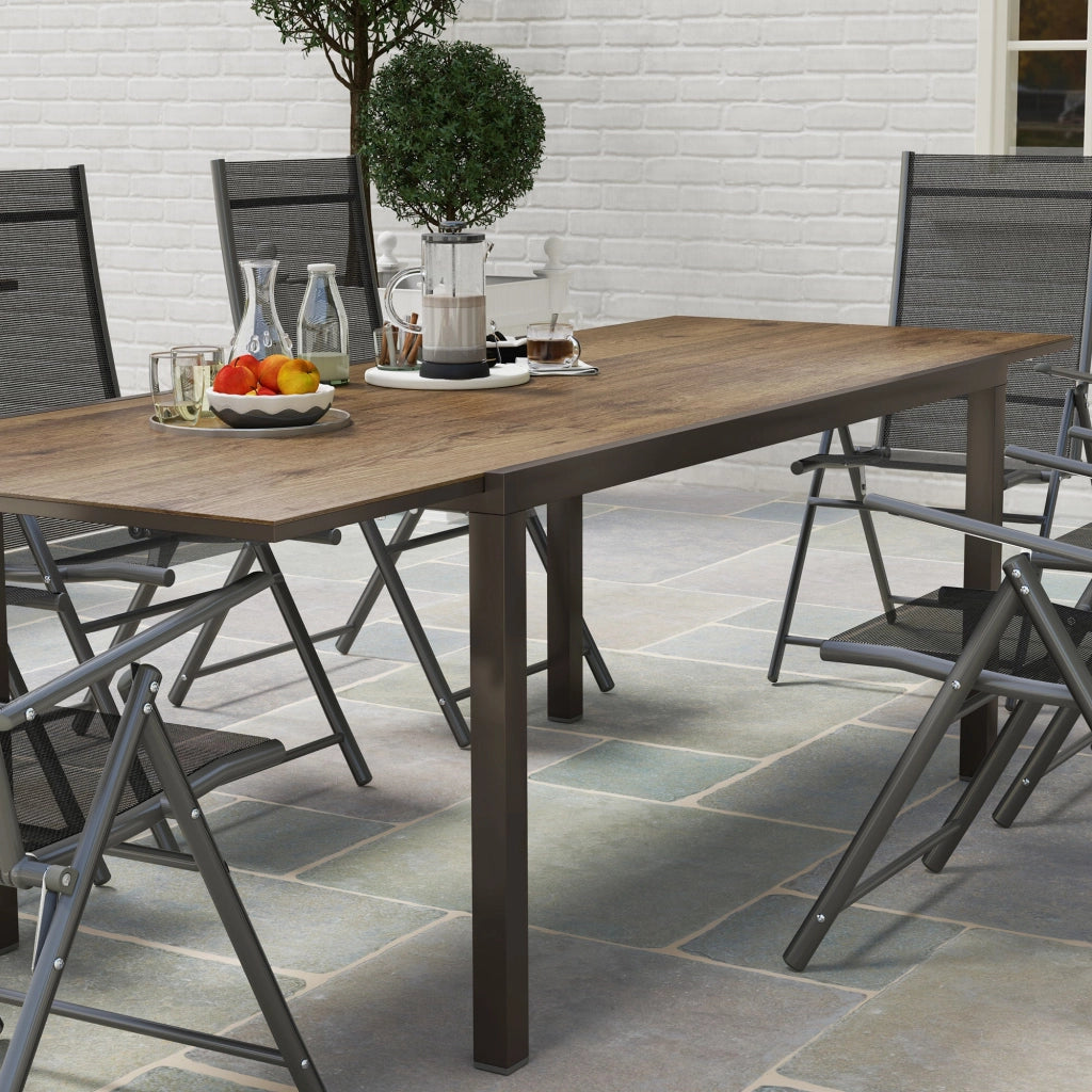 Tavolo da Giardino 160-240x90x74 cm per 6-8 Persone Piano Effetto Legno