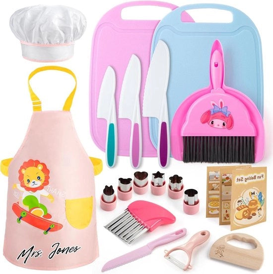 Set di Cucina per Bambini da 18 pezzi - Cottura e Taglio di Verdure o Frutta per Bambini a Partire da 3 Anni.