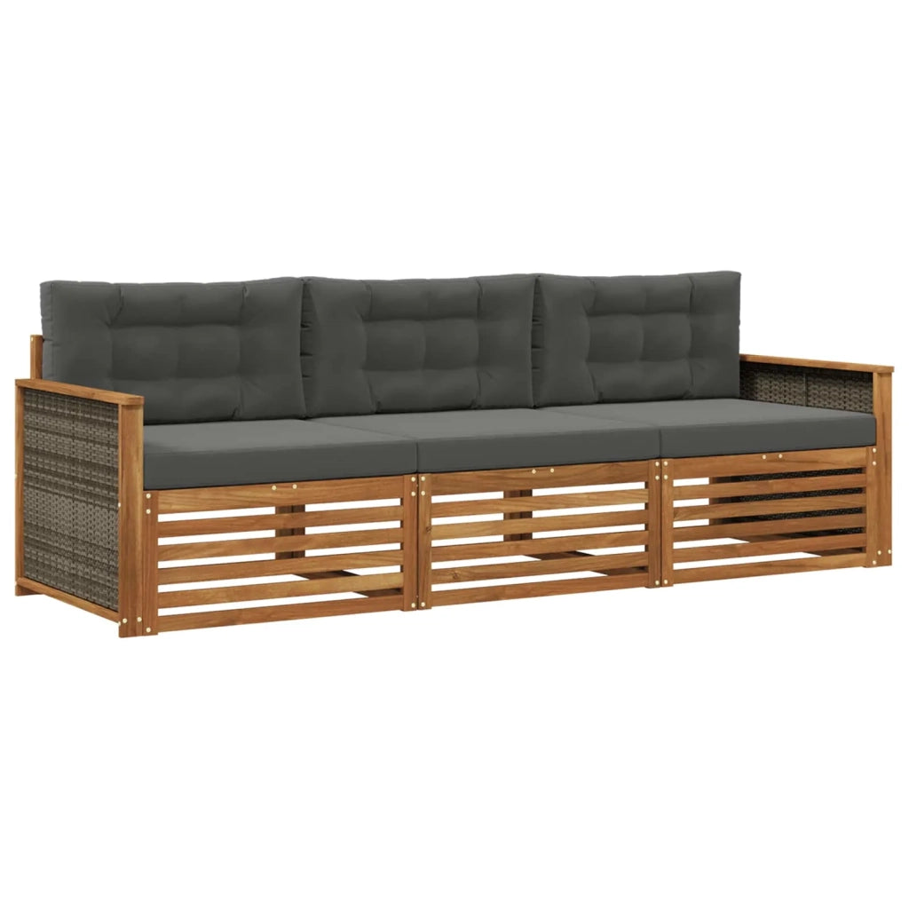 Set di divani da esterno con cuscino 3 pcs Naturale e Antracite 3382960