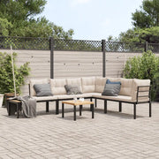 Set Panche Giardino Cuscini 5pz Nero Acciaio Verniciato Polvere 3283643