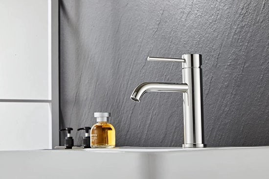 Rubinetto Bagno Design per Bagno con Acciaio Inossidabile | Laccato | Design Eterno e Moderno da Danimarca | Rubinetto a Manopola Singola per Bagno | Rubinetto per Lavabo | Alta Qualità e Durata