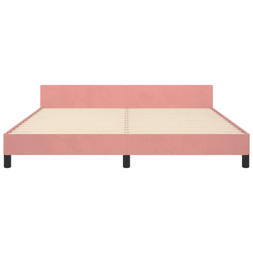 Giroletto con Testiera-Struttura Letto con testiera Rosa 180x200 cm in Velluto 608121