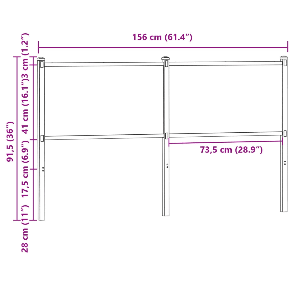 Testiera di Ricambio Rovere Fumo 150 cm in Legno Multistrato e Acciaio 4007701