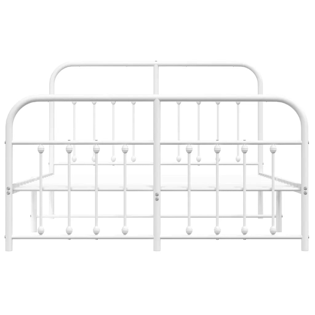 Giroletto con Testiera e Pediera Metallo Bianco 150x200 cm 352647