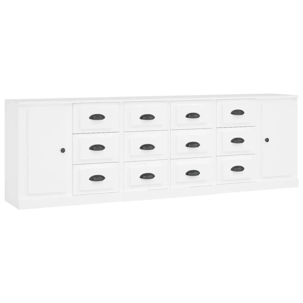 Credenze 3 pz Bianco in Legno Multistrato