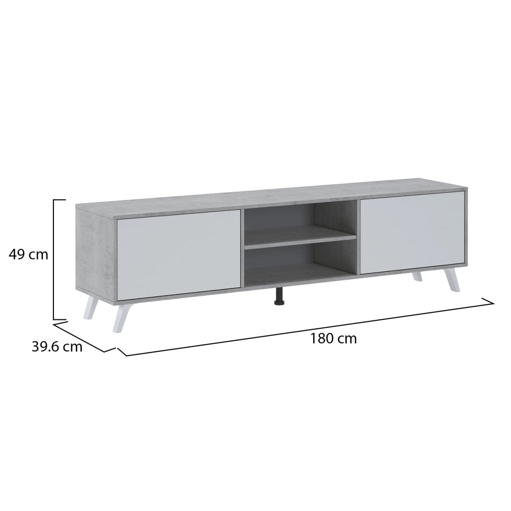 Misinto, Mobile Porta tv Cassetti, 180x40x49h cm Grigio Cemento