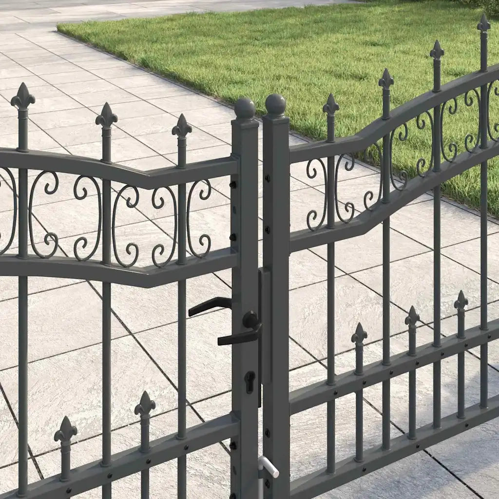 Cancello con Punta a Lancia KAMPEN 305 x 75 cm Acciaio Grigio CFW4053722