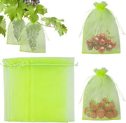 Sacche a protezione per frutta 50 pezzi - 15 x 20 cm - Organza - Corda per trasporto - Duraturo - Leggero - Intransparente verde chiaro