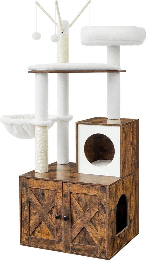 Cat Tower con Cassetto per Gatto - Vintage - Marrone
