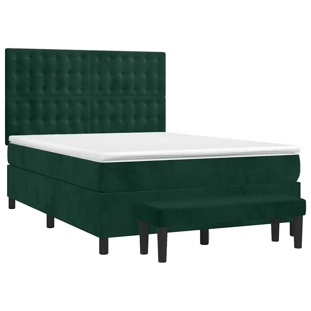 Giroletto a Molle con Materasso Verde Scuro 140x190 cm Velluto 3138082