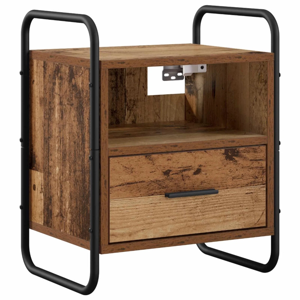 Mobiletto da Letto Appeso Legno antico 40 x 30 x 50 cm 8013562