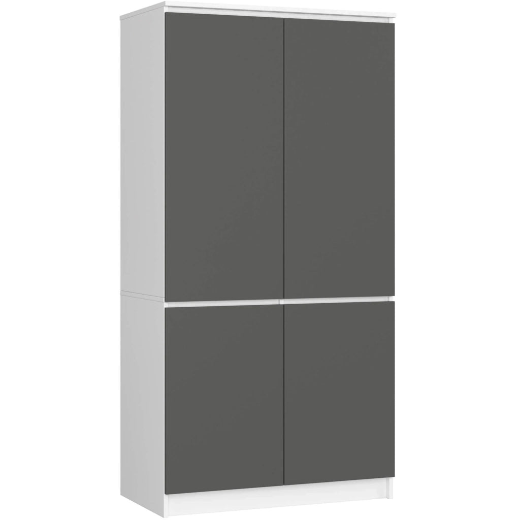 Armadio AKORD S90 4 ante Bianco inserto frontale Grigia Grafite 90x51x180 cm