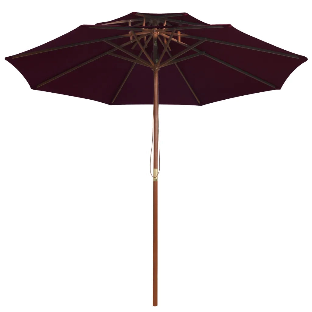 Ombrellone a Due Livelli con Palo in Legno 270 cm Rosso Bordò 313764