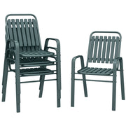 Sedia da giardino impilabile con schienale alto e braccioli ¨C zephmum ¨C grigio 56x66x91 cm