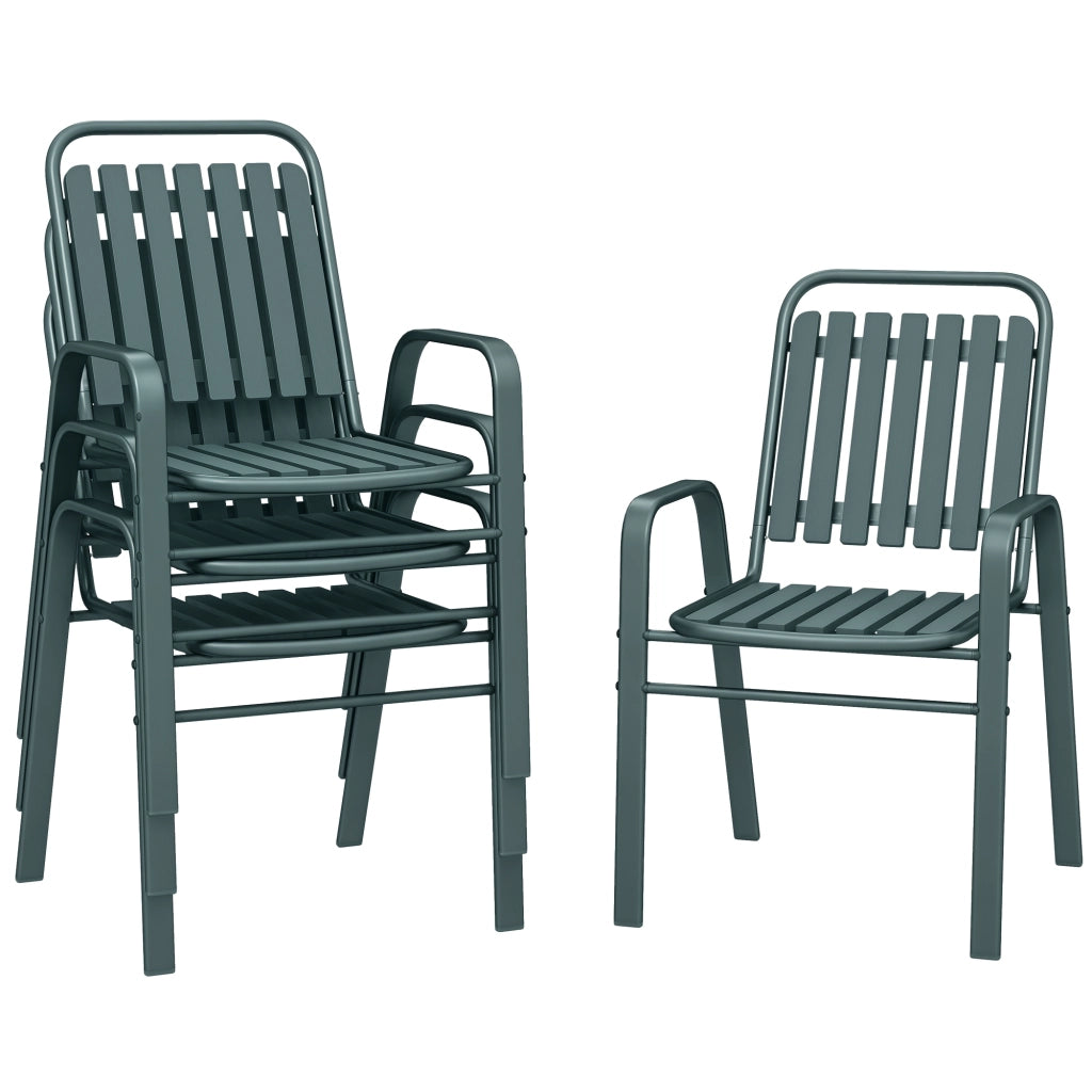 Sedia da giardino impilabile con schienale alto e braccioli ¨C zephmum ¨C grigio 56x66x91 cm