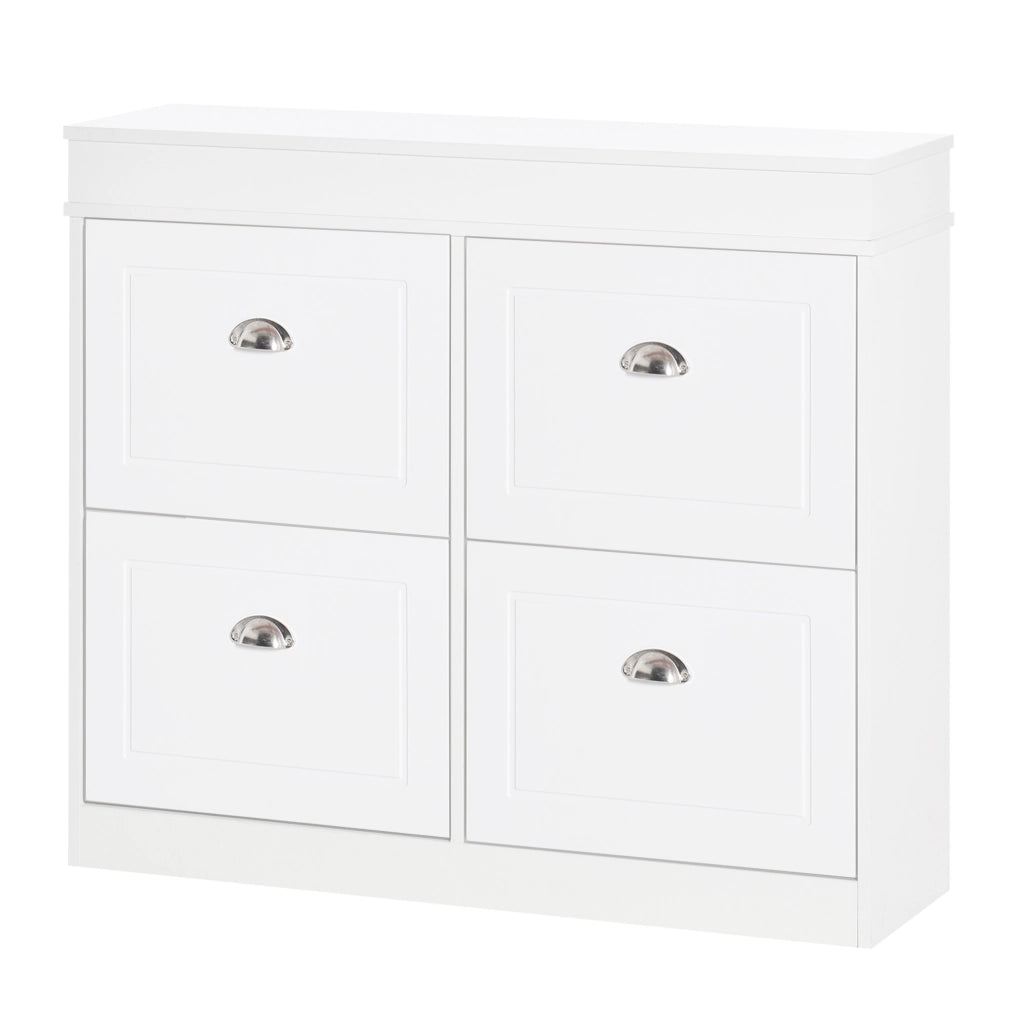 Scarpiera Stretto 4 Ante con Ripiani Regolabili ¨C Zephmum ¨C Bianco 98x24x83 cm