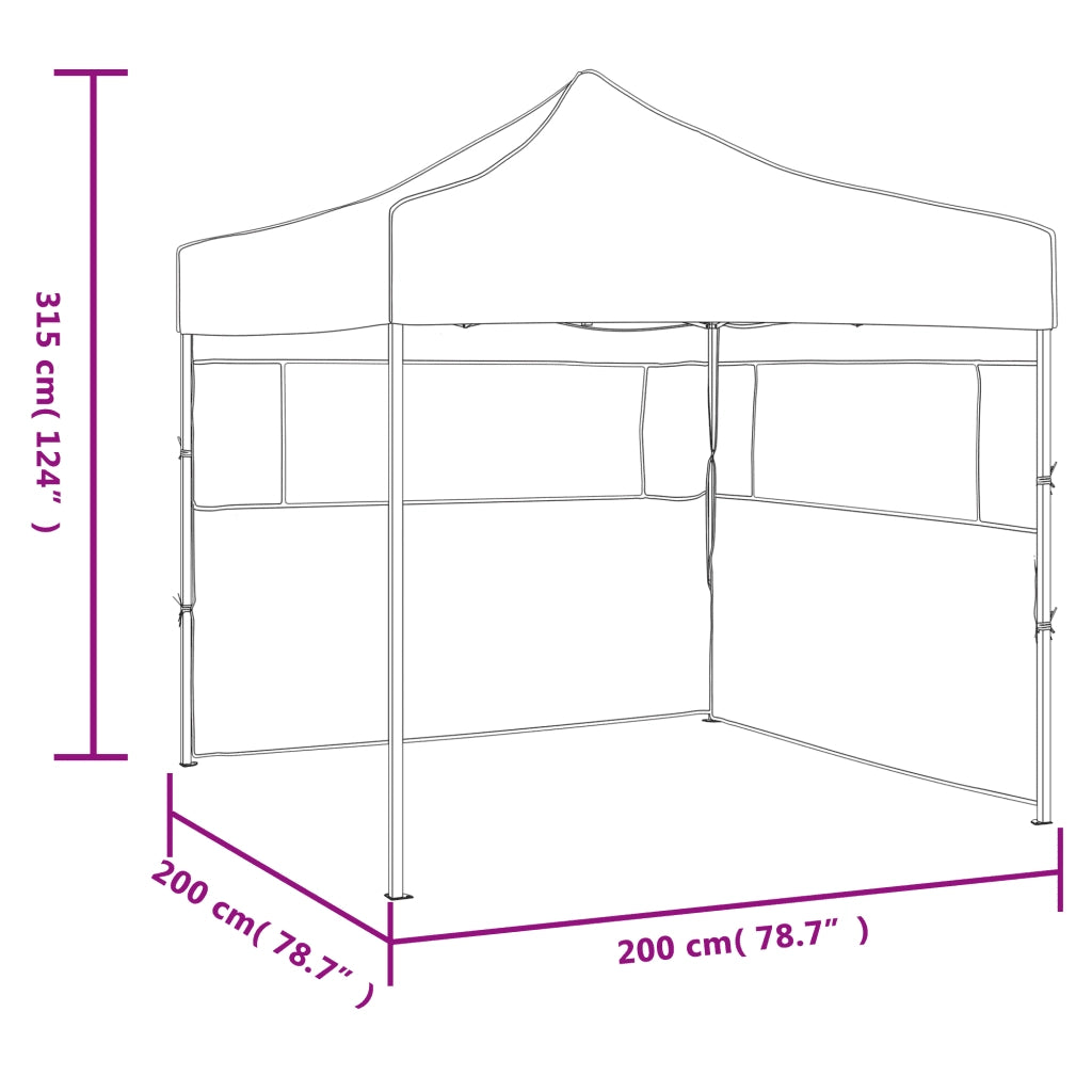 Gazebo Professionale Pieghevole con 2 Pareti 2x2m Acciaio Crema 48881