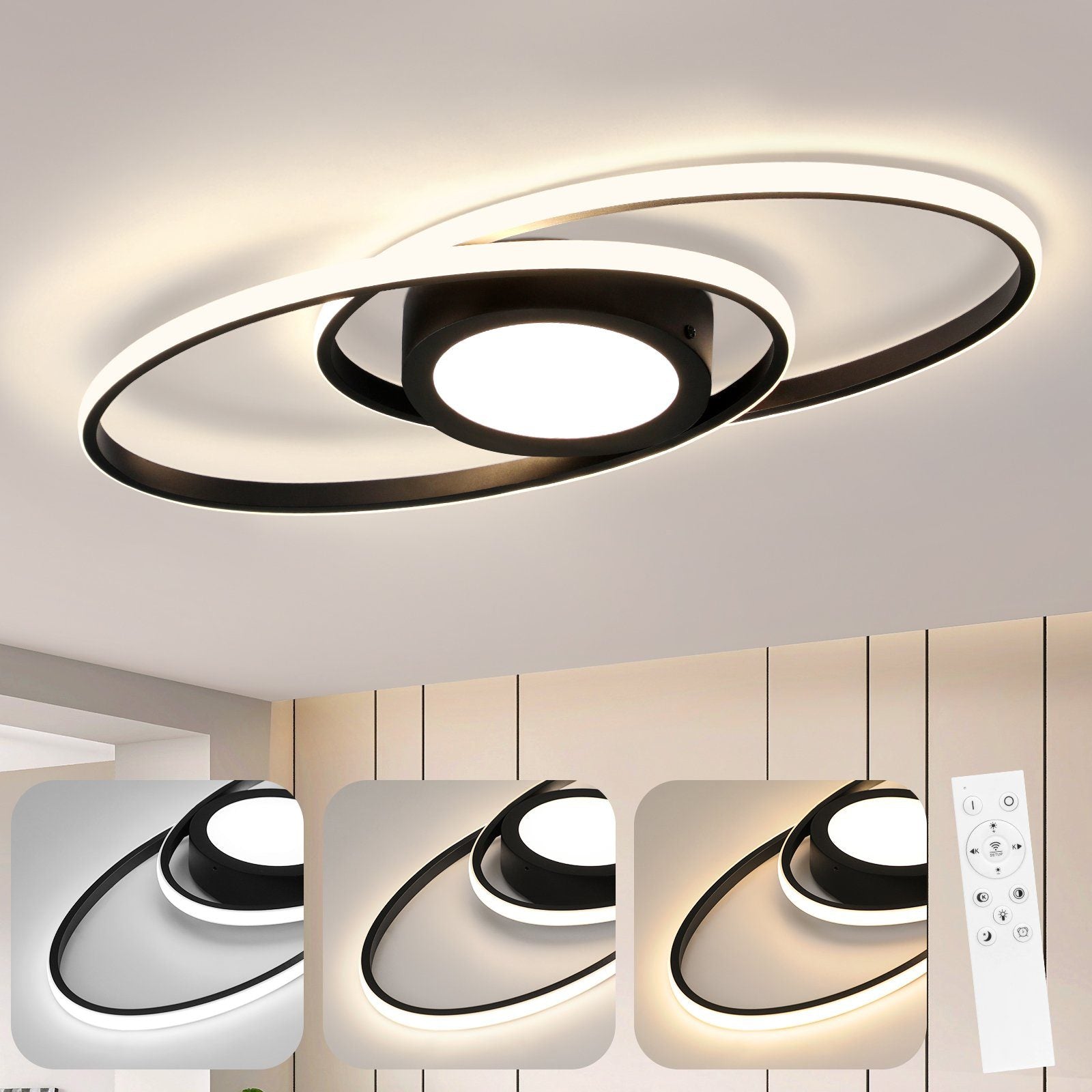 ZMH Lampada da soffitto plafoniera LED moderna dimmerabile 48W telecomando per corridoio
