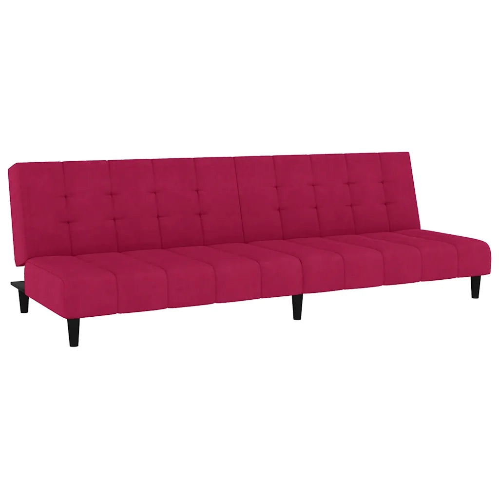 Divano Letto a 2 Posti Rosso Vino in Velluto 375768