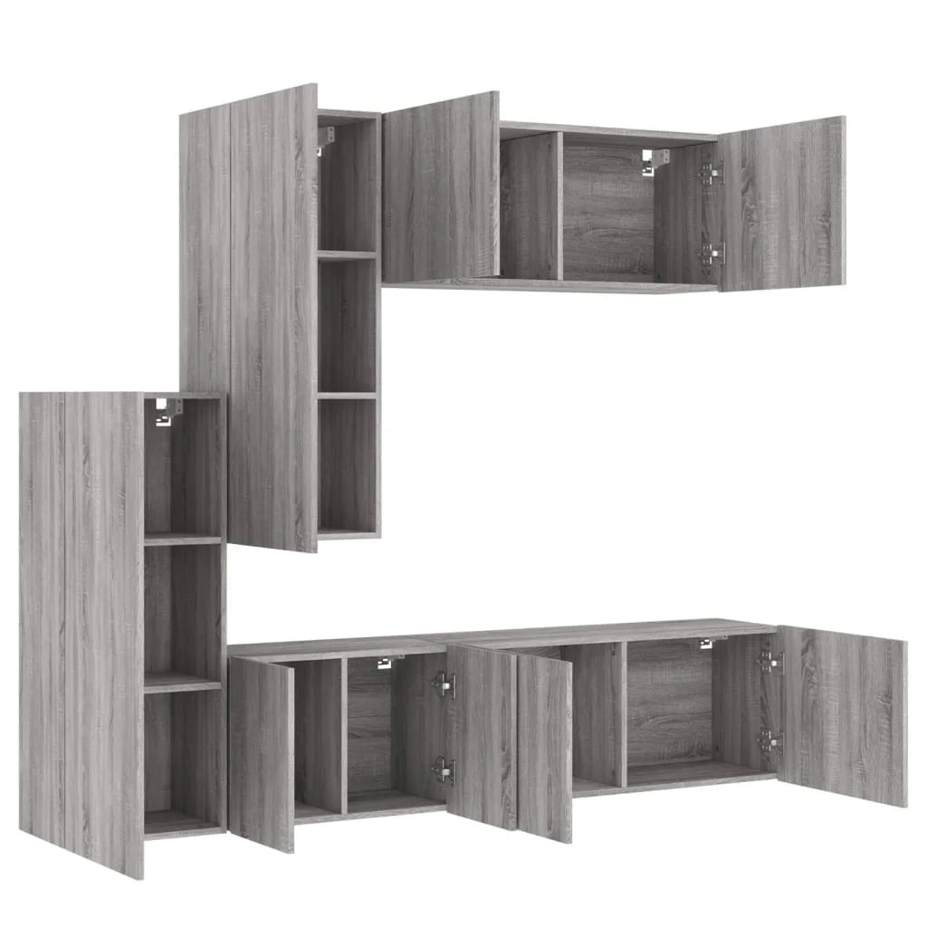 Mobile TV multimediale scaffale TV credenza TV sala da pranzo soggiorno camera da letto 5 pezzi legno ingegnerizzato Sonoma grigio 02_0029308