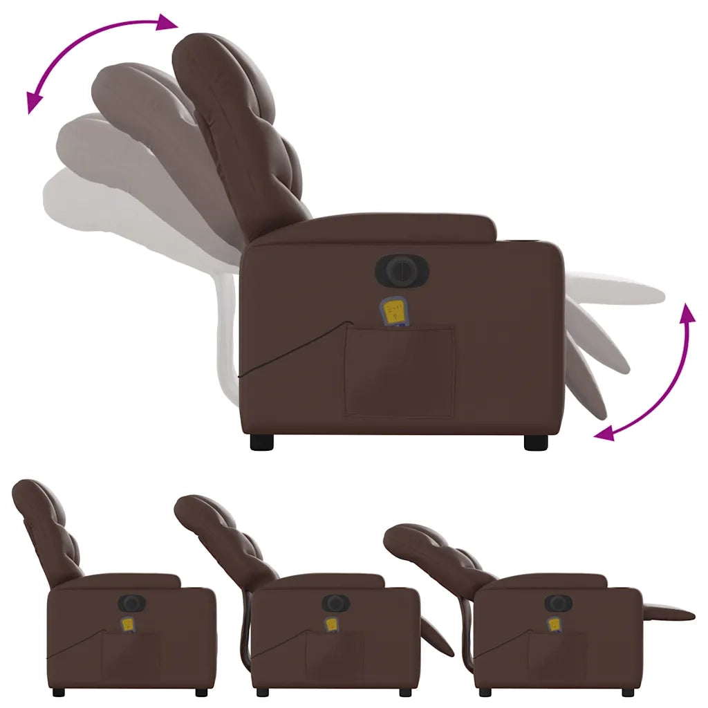 Poltrona Massaggiante | Sedia Relax Elettrica Marrone in Similpelle