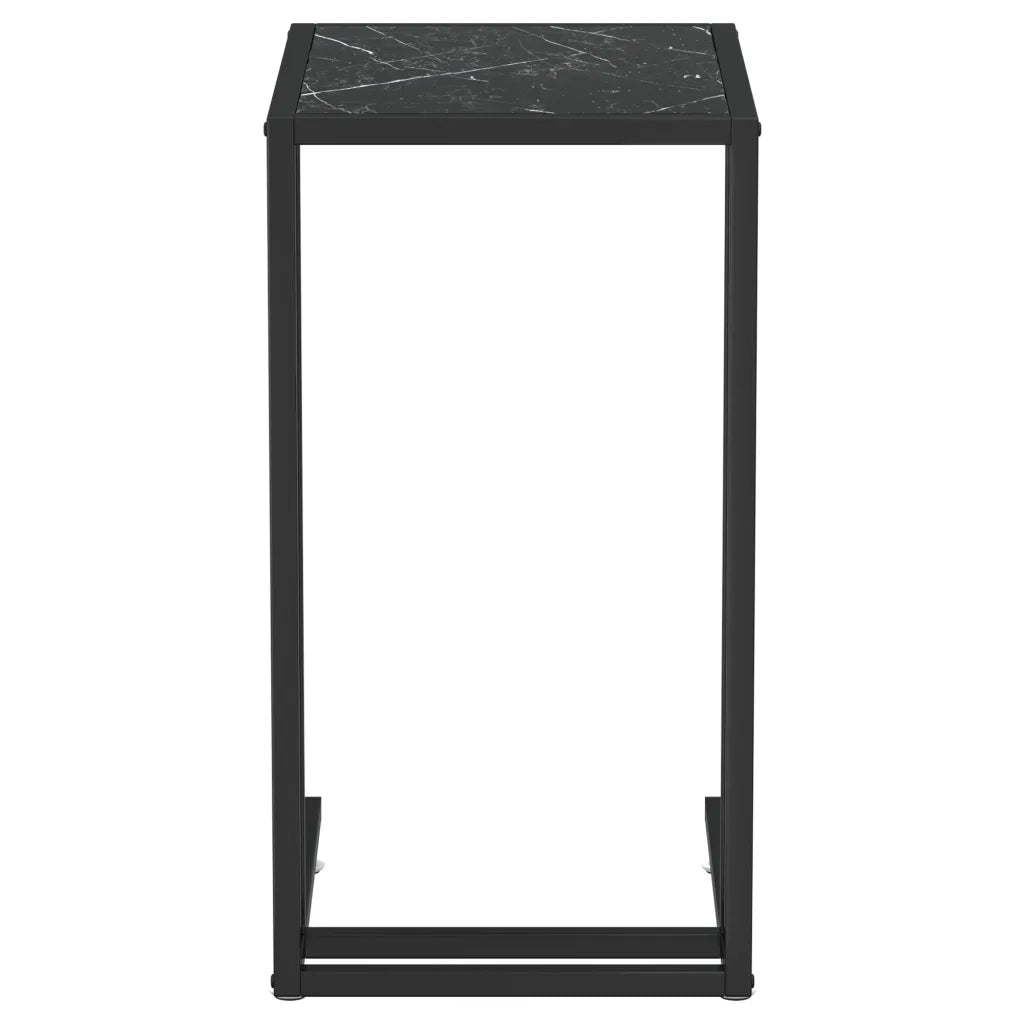 Tavolino per Computer Marmo Nero 50x35x65 cm Vetro Temperato 331651