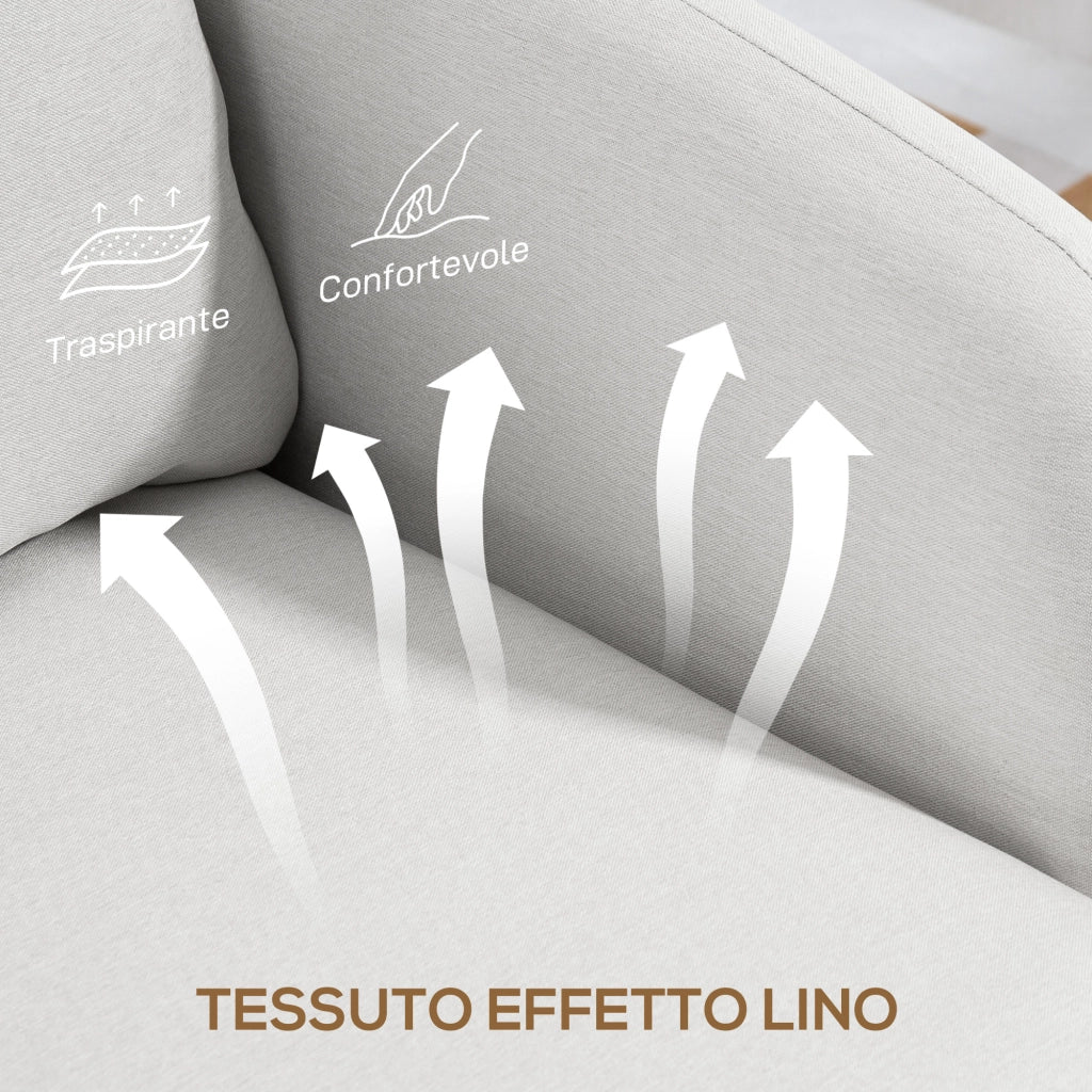 Poltrona Moderna Reclinabile in Tessuto Imbottita ¨C Zephmum ¨C Crema 90x86x91 cm