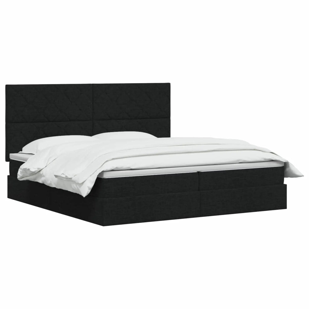 Letto con contenitore e materasso Nero 200 x 200 cm Tessuto 3459590