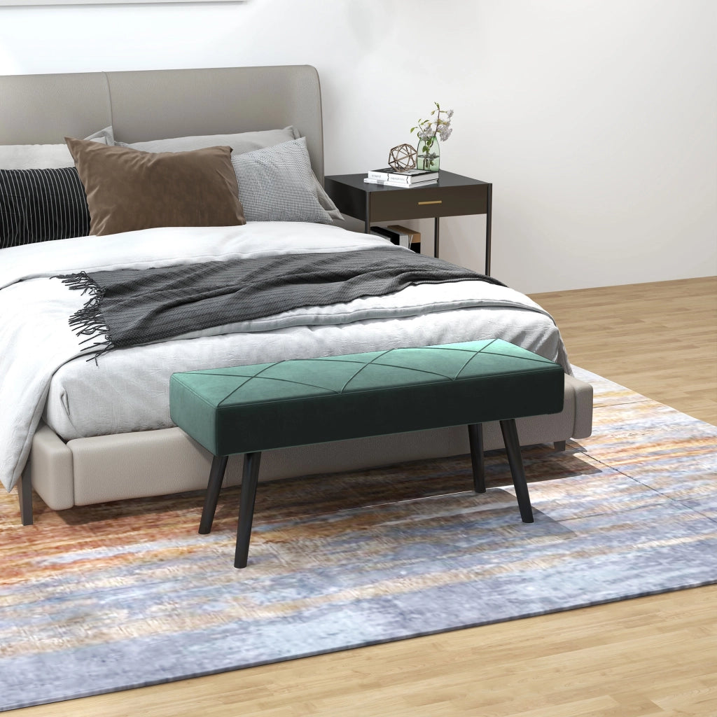 Panca da letto Panca imbottita effetto velluto con gambe in acciaio per Camera e Ingresso Verde