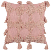 Cuscino decorativo cotone rosa 45 x 45 cm motivo geometrico nappe rivestimento sfoderabile con imbottitura boho